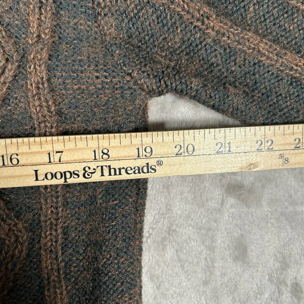 VTG Jordache Cable Knit Sweater Mens M Brown Mohair Wool Coogi-Style 3D Textured - Picture 11 of 15